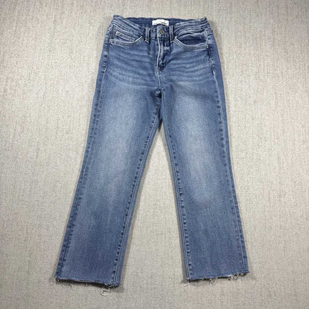 Vervet Los Angeles Blue High Rise Raw Step Hem Straight Leg Jeans Size 26